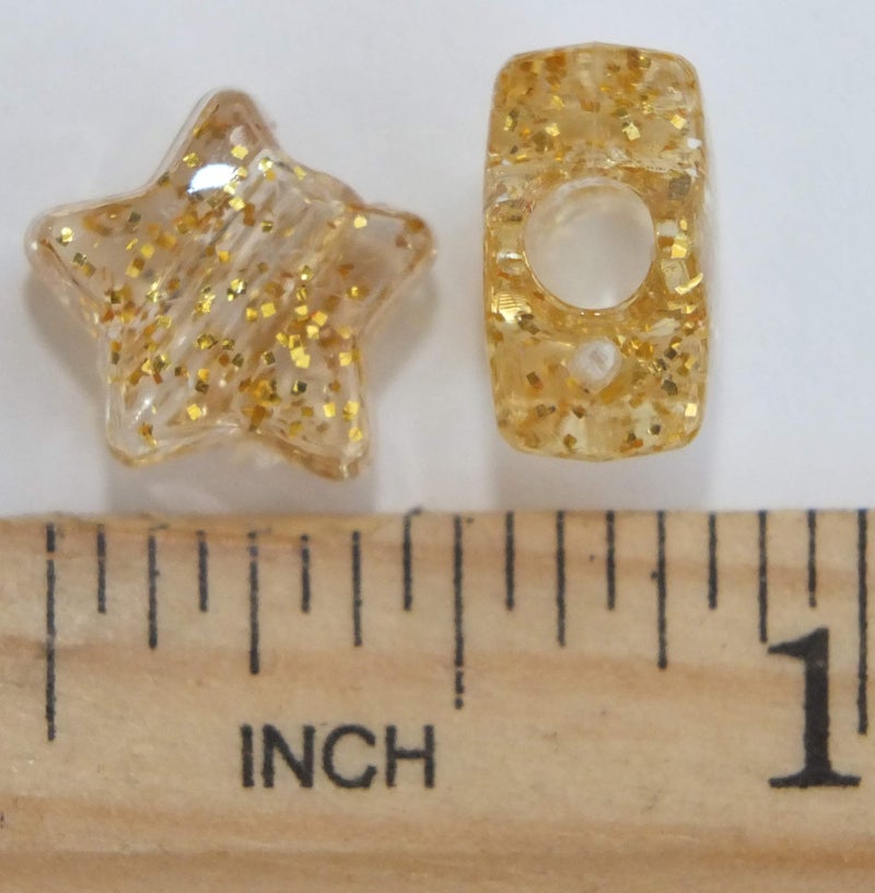 BeadExplosion Star Beads Gold Glitter Sparkle 13mm Pony Beads Made in USA - Image 3